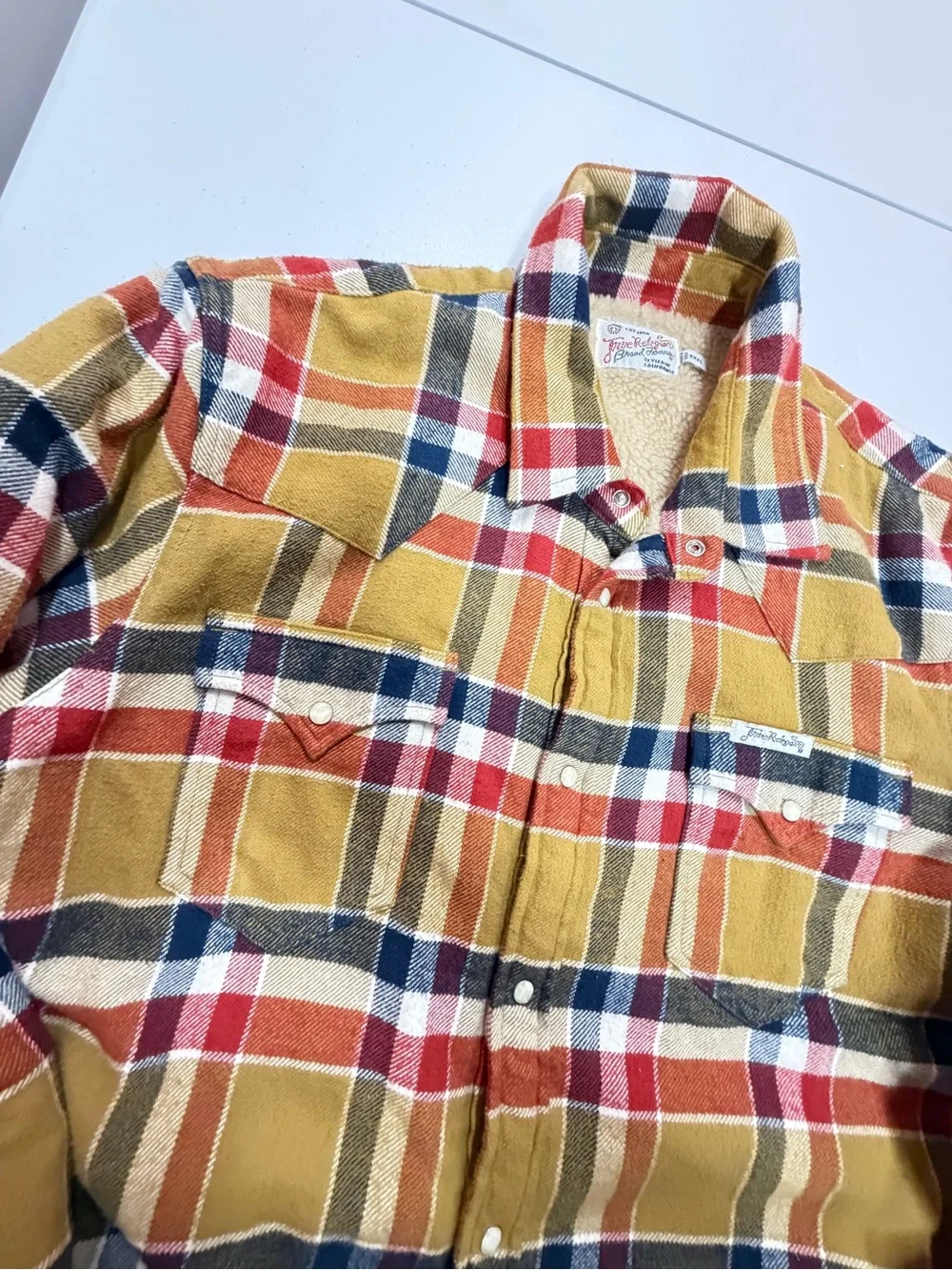 True Religion Sherpa Lined Plaid Flannel Shirt Jacket XXXL Western Shacket B318